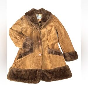 Vintage 70s Pioneer Wear Suede Shearling Jacket Women’s‎ Size 8 Brown Penny Lane
